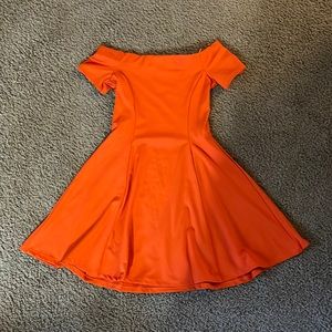 NWOT Zara Basics Orange Off Shoulder Mini Dress